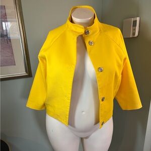 Piu & Piu Bright Yellow Cropped Button Front Jacket